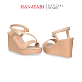 Giày Sandal Nữ Đế PU Siêu Nhẹ Cao 9cm Hanatabi Quai Chéo Hậu Thun (35-39) Mã HNSDX9F1257