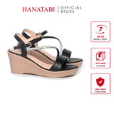 Giày Sandal Nữ Đế Xuồng PU Siêu Nhẹ Cao 7cm Hanatabi Quai Ngang Hậu C (35-39) Mã HNSD7F1190