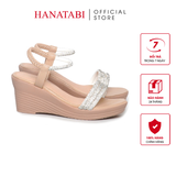 Giày Sandal Nữ Đế PU Siêu Nhẹ Cao 7cm Hanatabi Quai Ngang Hậu Thun (35-39) Mã HNSD7F1189