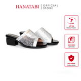 Dép Nữ Đế PU Đen Siêu Nhẹ Cao 5cm Hanatabi Quai Lưới Nhũ Bigsize (36-41) Mã HNDE5F1229