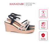 Giày Sandal Nữ Đế PU Siêu Nhẹ Cao 7cm Hanatabi Quai Ngang Hậu Thun (35-39) Mã HNSD7F1183