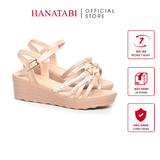 Giày Sandal Nữ Đế PU Siêu Nhẹ Cao 5cm Hanatabi Quai Ngang Hậu C (35-40) Mã HNSD5F1182