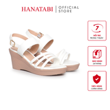 Giày Sandal Nữ Đế Xuồng PU Siêu Nhẹ Cao 7cm Hanatabi Quai Chéo Hậu Khóa Sau (35-39) Mã HNSDX7F1192