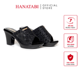 Dép Nữ Đế PU Đen Siêu Nhẹ Cao 7cm Hanatabi Quai Lưới Nhũ Bigsize (36-41) Mã HNDE7F1231