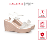Giày Sandal Nữ Đế PU Siêu Nhẹ Cao 9cm Hanatabi Quai Ngang Hậu Thun (35-39) Mã HNSD9F1188