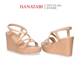 Giày Sandal Nữ Đế Xuồng PU Siêu Nhẹ Cao 9cm Hanatabi Quai Chéo Hậu Thun (35-39) Mã HNSDX9F1258