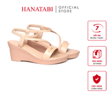 Giày Sandal Nữ Đế Xuồng PU Siêu Nhẹ Cao 7cm Hanatabi Quai Ngang Hậu Thun (35-39) Mã HNSDX7F1242