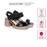 Giày Sandal Nữ Đế Xuồng PU Siêu Nhẹ Cao 7cm Hanatabi Quai Ngang Hậu Thun (35-39) Mã HNSDG7F1218