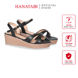Giày Sandal Nữ Đế Xuồng PU Siêu Nhẹ Cao 5cm Hanatabi Quai Chéo Hậu C (35-40) Mã HNSD5F1270