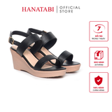 Giày Sandal Nữ Đế Xuồng PU Siêu Nhẹ Cao 7cm Hanatabi Quai Ngang Hậu Khóa Sau (35-39) Mã HNSDX7F1191
