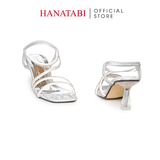 Giày Sandal Nữ Cao Gót 7cm Hanatabi Quai Chéo Đính Đá Hậu Thun Bigsize (35-41) Mã HNSDT7F1243