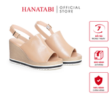 Sandal Nữ Đế Xuồng PU Siêu Nhẹ Cao 8cm Hanatabi Quai Bảng Dài Hậu Khóa Sau (35-39) Mã HNSDX8F1223