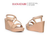 Giày Sandal Nữ Đế Xuồng PU Siêu Nhẹ Cao 9cm Hanatabi Quai Chéo Hậu Thun (35-39) Mã HNSDX9F1255