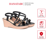 Giày Sandal Nữ Đế Xuồng PU Siêu Nhẹ Cao 7cm Hanatabi Quai Chéo Hậu Thun (35-39) Mã HNSDX7F1240
