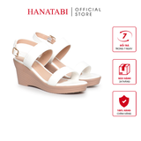 Giày Sandal Nữ Đế Xuồng PU Siêu Nhẹ Cao 7cm Hanatabi Quai Ngang Hậu Khóa Sau (35-39) Mã HNSDX7F1191