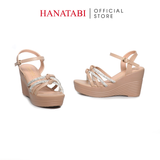 Giày Sandal Nữ Đế PU Siêu Nhẹ Cao 9cm Hanatabi Quai Ngang Hậu C (35-39) Mã HNSD9F1185
