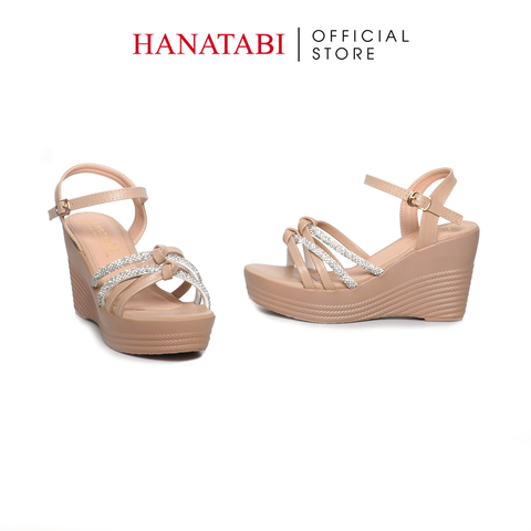 Giày Sandal Nữ Đế PU Siêu Nhẹ Cao 9cm Hanatabi Quai Ngang Hậu C (35-39) Mã HNSD9F1185