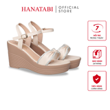 Giày Sandal Nữ Đế PU Siêu Nhẹ Cao 9cm Hanatabi Quai Ngang Nơ Đính Đá Hậu C (35-39) Mã HNSDX9F1271