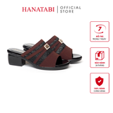 Dép Nữ Đế PU Đen Siêu Nhẹ Cao 5cm Hanatabi Quai Lưới Khóa Đính Đá Bigsize (36-41) Mã HNDE5F1226