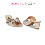 dép nữ cao gót 5cm Hanatabi quai ngang đính đá đế TA cao cấp bigsize (35-41) mã HNDE5F1093