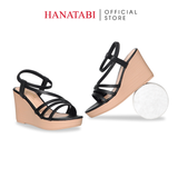 Giày Sandal Nữ Đế Xuồng Pu Siêu Nhẹ Cao 9cm Hanatabi Quai Ngang Hậu Thun (35-39) Mã HNSDX9F1259