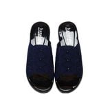 Dép Nữ Đế Xuồng PU Đen Siêu Nhẹ Cao 5cm Hanatabi Quai Lưới Đính Đá Bigsize (36-39) Mã HNDE5F1225