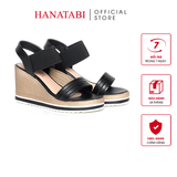 Giày Sandal Nữ Đế Xuồng PU Siêu Nhẹ Cao 8cm Hanatabi Quai Ngang Hậu Thun (35-39) Mã HNSDX8F1222