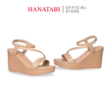 Giày Sandal Nữ Đế PU Siêu Nhẹ Cao 9cm Hanatabi Quai Chéo Hậu Thun (35-39) Mã HNSDX9F1257