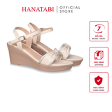 Giày Sandal Nữ Đế PU Siêu Nhẹ Cao 7cm Hanatabi Quai Ngang Nơ Đính Đá Hậu C (35-39) Mã HNSDX7F1268