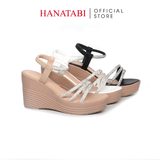Giày Sandal Nữ Đế PU Siêu Nhẹ Cao 9cm Hanatabi Quai Ngang Hậu Thun (35-39) Mã HNSD9F1186