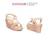Giày Sandal Nữ Đế Xuồng PU Siêu Nhẹ Cao 7cm Hanatabi Quai Chéo Hậu Thun (35-39) Mã HNSDX7F1240