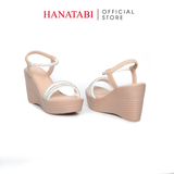 Giày Sandal Nữ Đế PU Siêu Nhẹ Cao 9cm Hanatabi Quai Ngang Hậu Thun (35-39) Mã HNSD9F1188