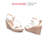 Giày Sandal Nữ Đế Xuồng PU Siêu Nhẹ Cao 7cm Hanatabi Quai Ngang Hậu C (35-39) Mã HNSD7F1190
