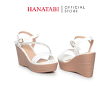Giày Sandal Nữ Đế Xuồng PU Siêu Nhẹ Cao 9cm Hanatabi Quai Ngang Hậu C (35-39) Mã HNSD9F1187