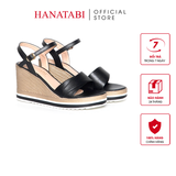 Giày Sandal Nữ Đế Xuồng PU Siêu Nhẹ Cao 8cm Hanatabi Quai 2 Xếp Hậu C (35-39) Mã HNSDX8F1220