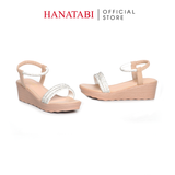 Giày Sandal Nữ Đế PU Siêu Nhẹ Cao 5cm Hanatabi Quai Ngang Hậu Thun (35-40) Mã HNSD5F1172