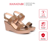 Giày Sandal Nữ Đế Xuồng PU Siêu Nhẹ Cao 7cm Hanatabi Quai Ngang Hậu Khóa Sau (35-39) Mã HNSDX7F1191