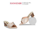 dép nữ cao gót lăn vân gỗ 5cm Hanatabi quai ngang đính đá đế TA cao cấp bigsize (35-41) mã HNDE5F1097
