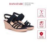 Giày Sandal Nữ Đế Xuồng PU Siêu Nhẹ Cao 7cm Hanatabi Quai Chéo Hậu Khóa Sau (35-39) Mã HNSDX7F1192