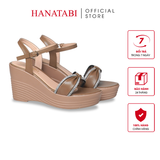 Giày Sandal Nữ Đế PU Siêu Nhẹ Cao 9cm Hanatabi Quai Ngang Nơ Đính Đá Hậu C (35-39) Mã HNSDX9F1271