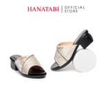 Dép Nữ Đế PU Đen Siêu Nhẹ Cao 5cm Hanatabi Quai Lưới Nhũ Đính Đá Bigsize (36-41) Mã HNDE5F1227