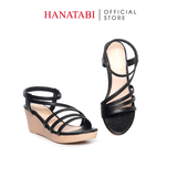 Giày Sandal Nữ Đế Xuồng Pu Nhẹ Cao 7cm Hanatabi Quai Chéo Mã HNSD5F1214