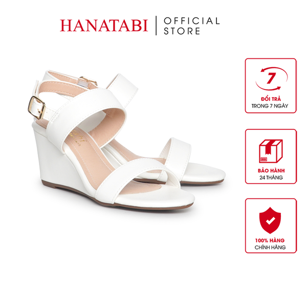 Giày Sandal Nữ Đế Xuồng Chống Trượt Cao 7cm Hanatabi Quai Ngang Hậu Khóa Sau (35-39) Mã HNSDX7F1198
