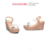Giày Sandal Nữ Đế PU Siêu Nhẹ Cao 9cm Hanatabi Quai Ngang Hậu Thun (35-39) Mã HNSD9F1188