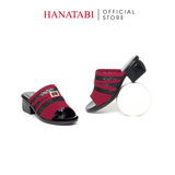 Dép Nữ Đế PU Đen Siêu Nhẹ Cao 5cm Hanatabi Quai Lưới Khóa Đính Đá Bigsize (36-41) Mã HNDE5F1226