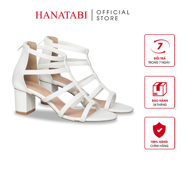Giày Sandal Nữ Gót Cao 5cm_7cm Hanatabi Quai Đan Khóa Kéo Đế TA Bigsize (35-41) Mã HNSDG7F1063