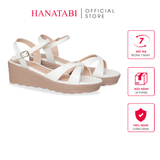 Giày Sandal Nữ Đế Xuồng PU Siêu Nhẹ Cao 5cm Hanatabi Quai Chéo Hậu C (35-40) Mã HNSD5F1270