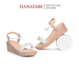 Giày Sandal Nữ Đế PU Siêu Nhẹ Cao 5cm Hanatabi Quai Ngang Hậu Thun (35-40) Mã HNSD5F1172