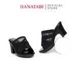 Dép Nữ Đế PU Đen Siêu Nhẹ Cao 7cm Hanatabi Quai Lưới Đính Đá Bigsize (36-41) Mã HNDE7F1230