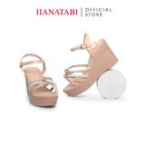 Giày Sandal Nữ Đế PU Siêu Nhẹ Cao 9cm Hanatabi Quai Ngang Hậu C (35-39) Mã HNSD9F1185